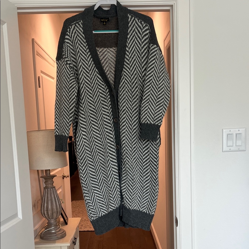 Audrey Black and White Chevron Cardigan